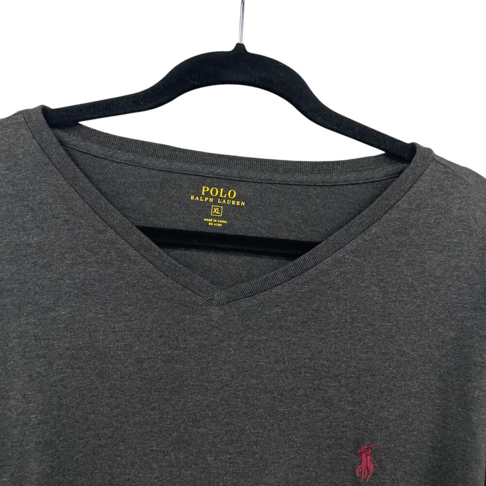 Polo Ralph Lauren Long Sleeve V Neck T Shirt Dark Gray Mens XL - Picture 2 of 5